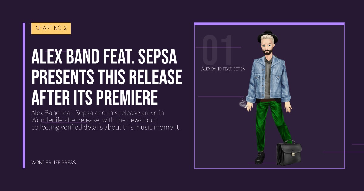 Wonderlife Press: Alex Band feat. Sepsa presents this release after its premiere. artist portrait. CHART NO. 2.