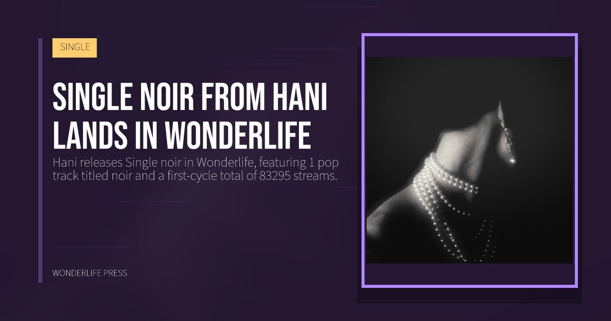Wonderlife Press: Single noir from Hani lands in Wonderlife. release artwork. SINGLE.