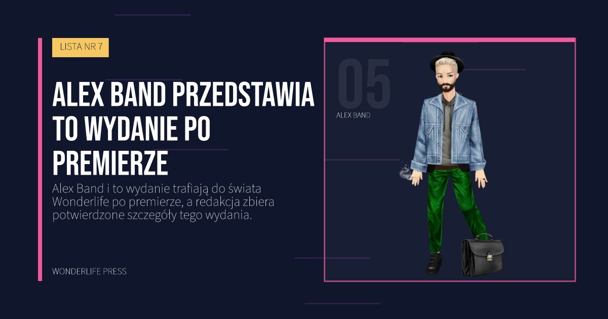 Wonderlife Press: Alex Band przedstawia to wydanie po premierze. portret artystów. LISTA NR 7.