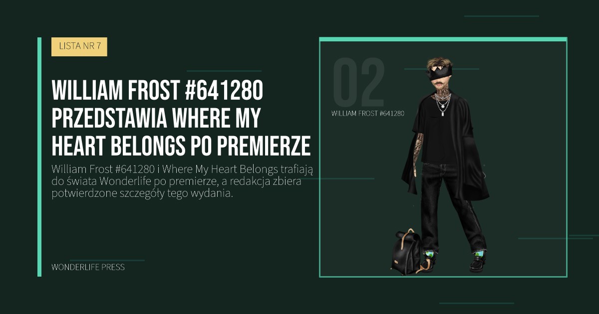 Wonderlife Press: William Frost #641280 przedstawia Where My Heart Belongs po premierze. portret artystów. LISTA NR 7.