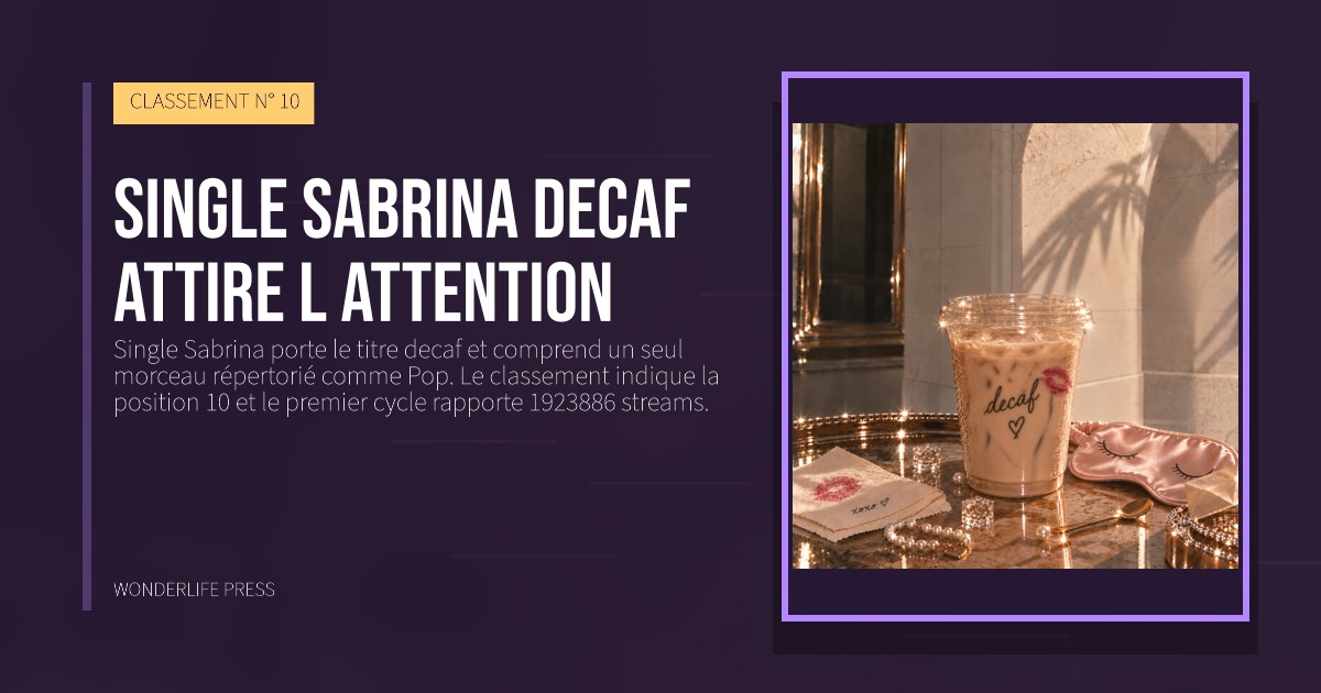 Wonderlife Press: Single Sabrina decaf attire l attention. pochette de la sortie. CLASSEMENT N° 10.