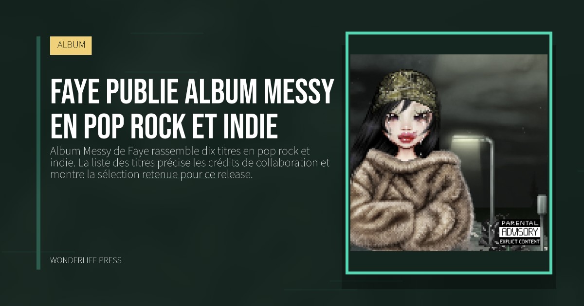 Wonderlife Press: Faye publie Album Messy en pop rock et indie. pochette de la sortie. ALBUM.