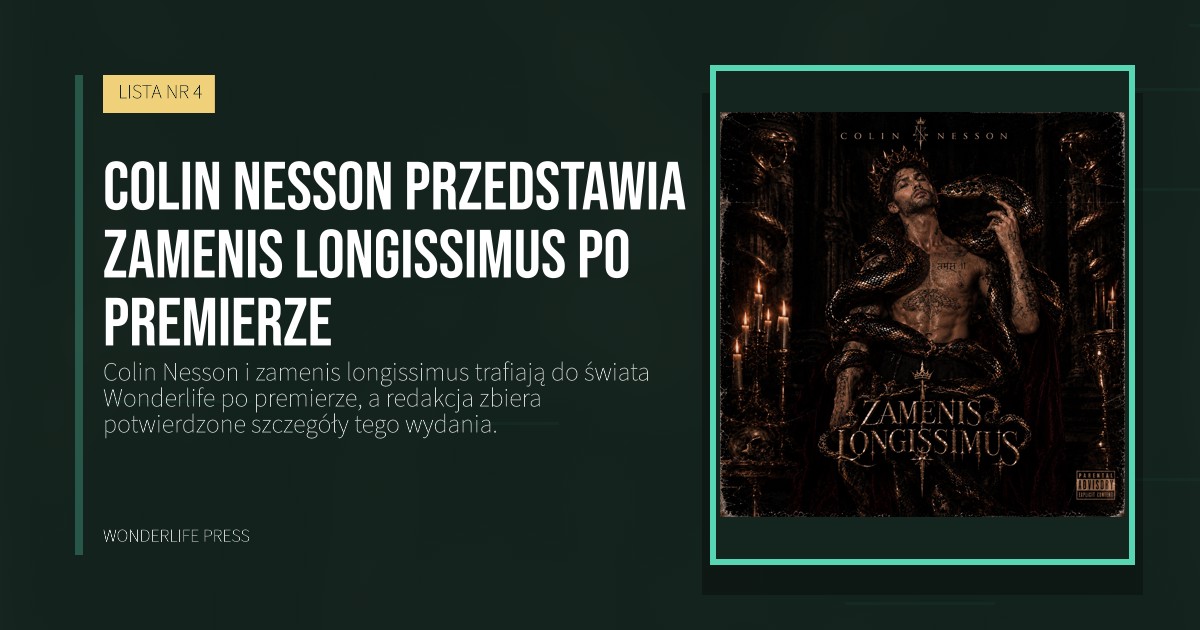 Wonderlife Press: Colin Nesson przedstawia zamenis longissimus po premierze. okładka wydawnictwa. LISTA NR 4.
