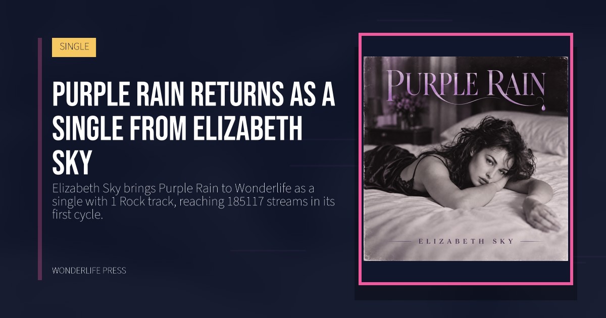 Wonderlife Press: Purple Rain returns as a single from Elizabeth Sky. release artwork. SINGLE.