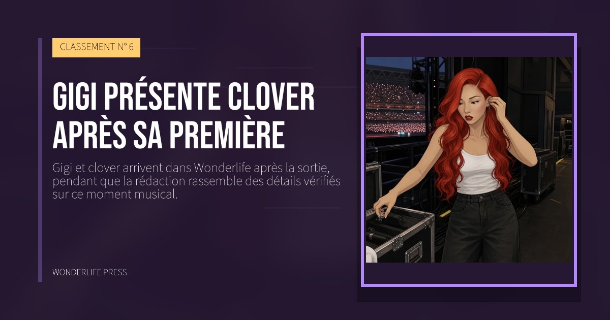 Wonderlife Press: Gigi présente clover après sa première. pochette de la sortie. CLASSEMENT N° 6.