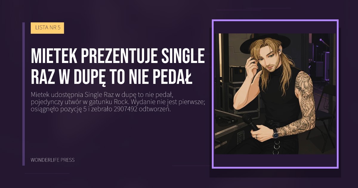 Wonderlife Press: Mietek prezentuje Single Raz w dupę to nie pedał. okładka wydawnictwa. LISTA NR 5.