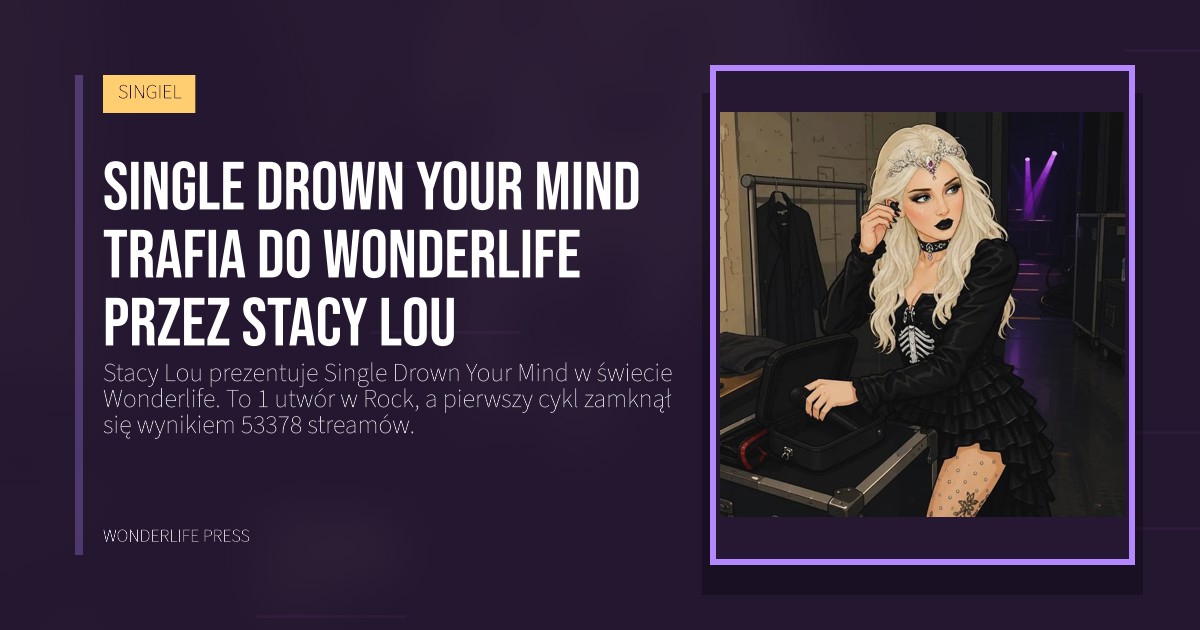Wonderlife Press: Single Drown Your Mind trafia do Wonderlife przez Stacy Lou. okładka wydawnictwa. SINGIEL.