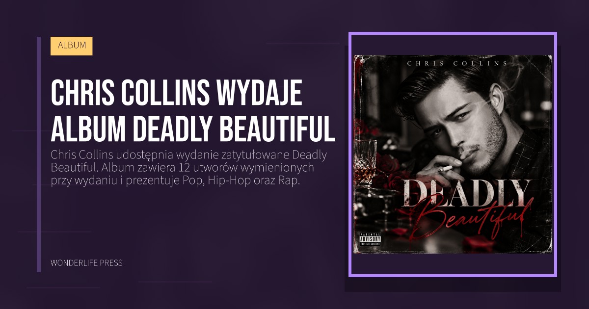 Wonderlife Press: Chris Collins wydaje album Deadly Beautiful. okładka wydawnictwa. ALBUM.