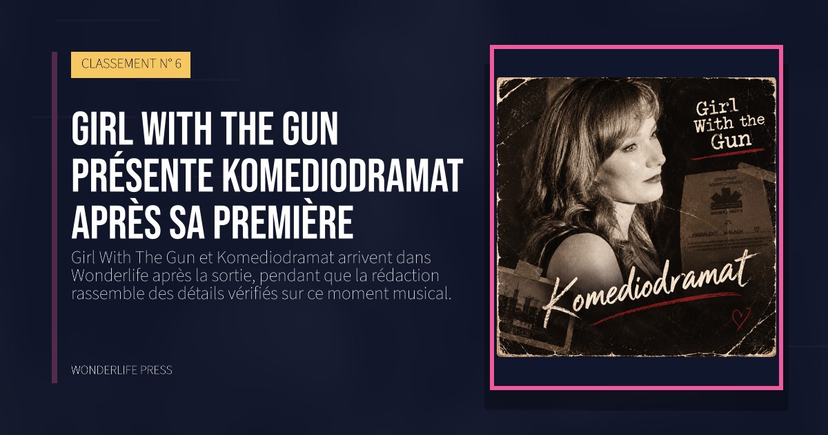 Wonderlife Press: Girl With The Gun présente Komediodramat après sa première. pochette de la sortie. CLASSEMENT N° 6.