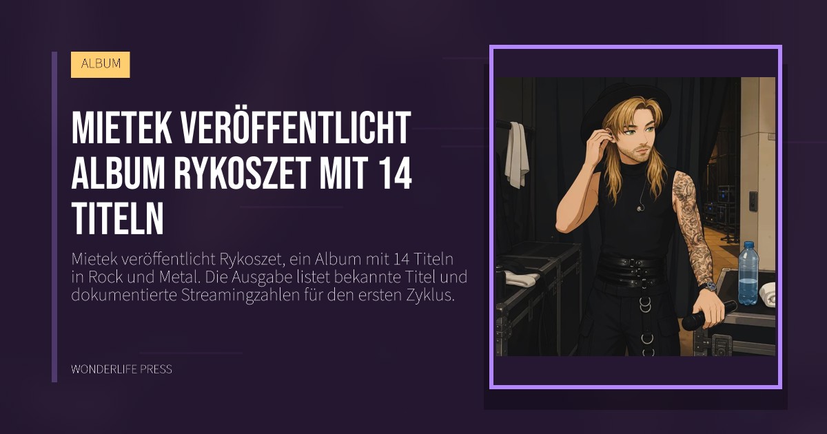 Wonderlife Press: Mietek veröffentlicht Album Rykoszet mit 14 titeln. Veröffentlichungscover. ALBUM.