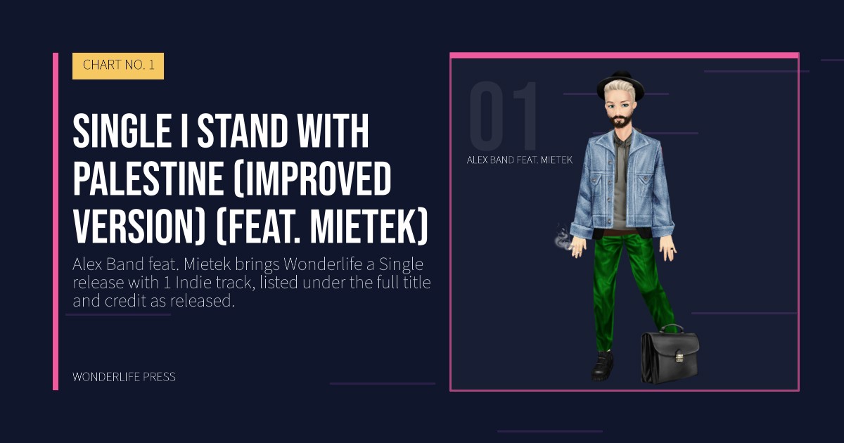 Wonderlife Press: Single I stand with Palestine (improved version) (feat. Mietek). artist portrait. CHART NO. 1.