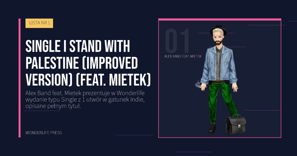 Wonderlife Press: Single I stand with Palestine (improved version) (feat. Mietek). portret artystów. LISTA NR 1.