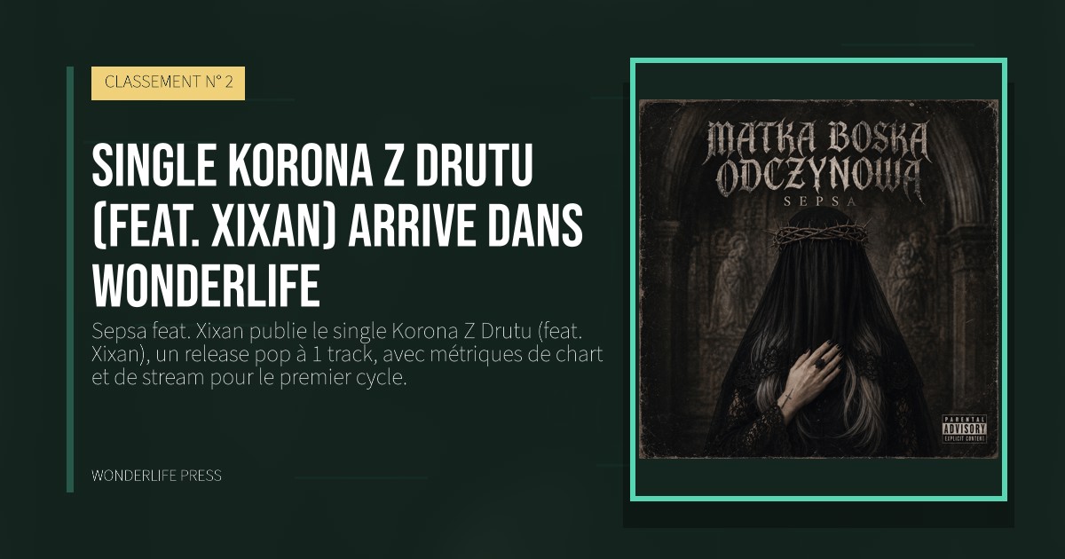 Wonderlife Press: Single Korona Z Drutu (feat. Xixan) arrive dans Wonderlife. pochette de la sortie. CLASSEMENT N° 2.