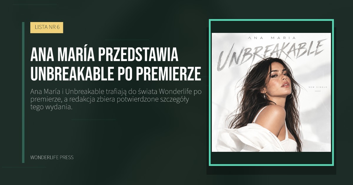 Wonderlife Press: Ana María przedstawia Unbreakable po premierze. okładka wydawnictwa. LISTA NR 6.