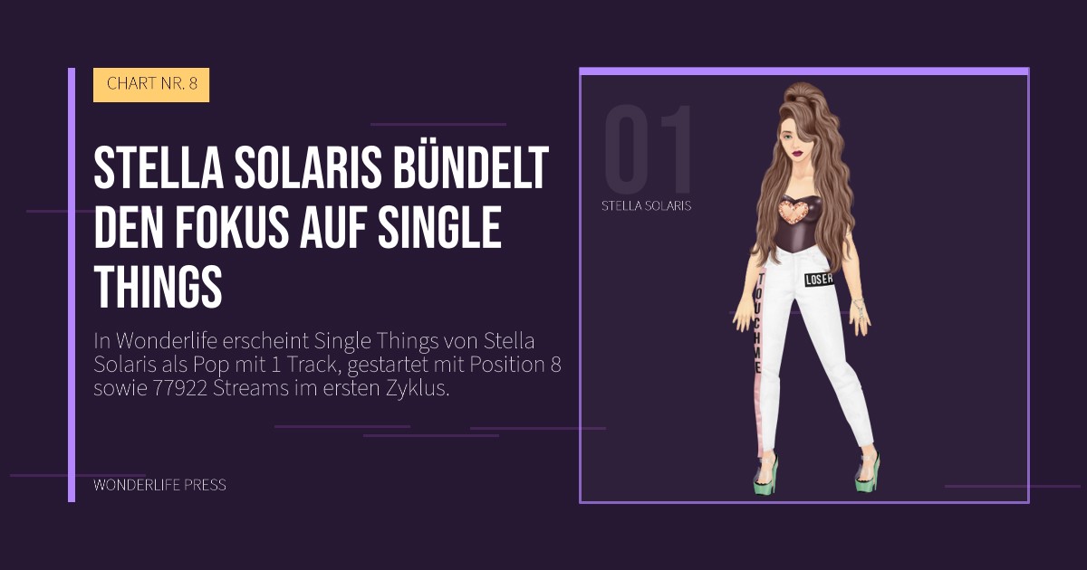 Wonderlife Press: Stella Solaris bündelt den fokus auf Single Things. Künstlerporträt. CHART NR. 8.