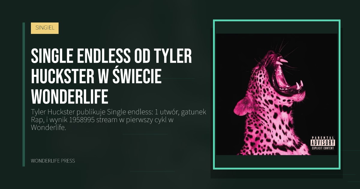 Wonderlife Press: Single endless od Tyler Huckster w świecie Wonderlife. okładka wydawnictwa. SINGIEL.
