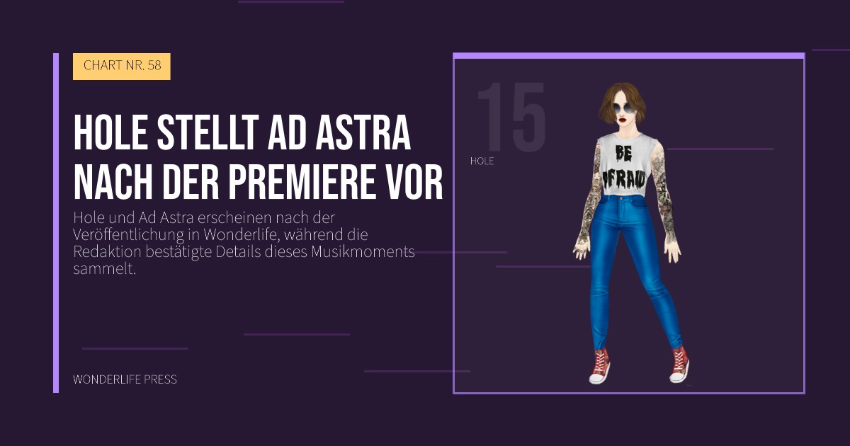 Wonderlife Press: Hole stellt Ad Astra nach der Premiere vor. Künstlerporträt. CHART NR. 58.