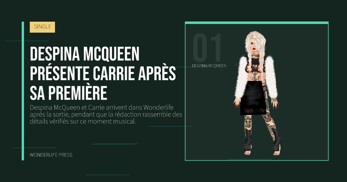 Wonderlife Press: Despina McQueen présente Carrie après sa première. portrait des artistes. SINGLE.