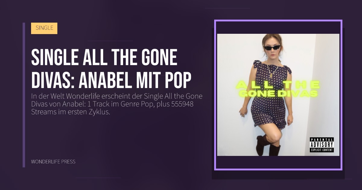 Wonderlife Press: Single All the Gone Divas: Anabel mit Pop. Veröffentlichungscover. SINGLE.
