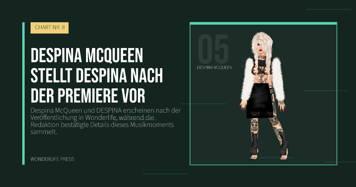 Wonderlife Press: Despina McQueen stellt DESPINA nach der Premiere vor. Künstlerporträt. CHART NR. 8.