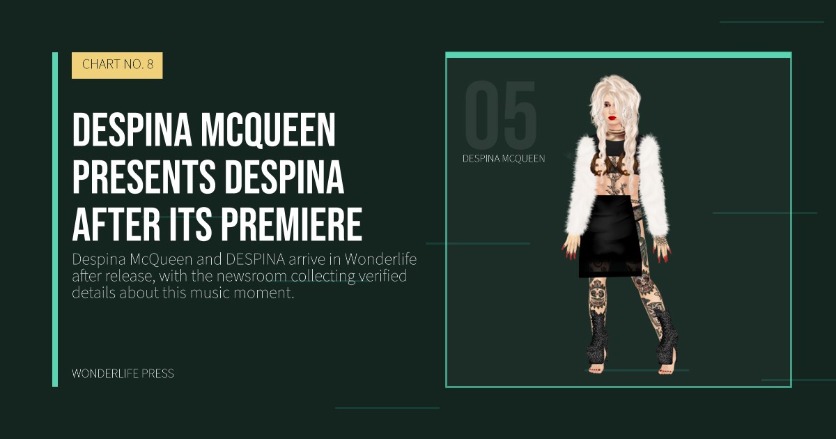 Wonderlife Press: Despina McQueen presents DESPINA after its premiere. artist portrait. CHART NO. 8.