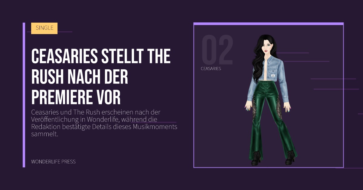 Wonderlife Press: Ceasaries stellt The Rush nach der Premiere vor. Künstlerporträt. SINGLE.