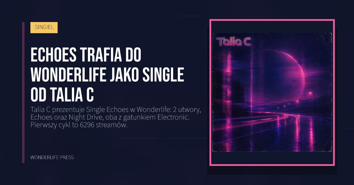 Wonderlife Press: Echoes trafia do Wonderlife jako Single od Talia C. okładka wydawnictwa. SINGIEL.