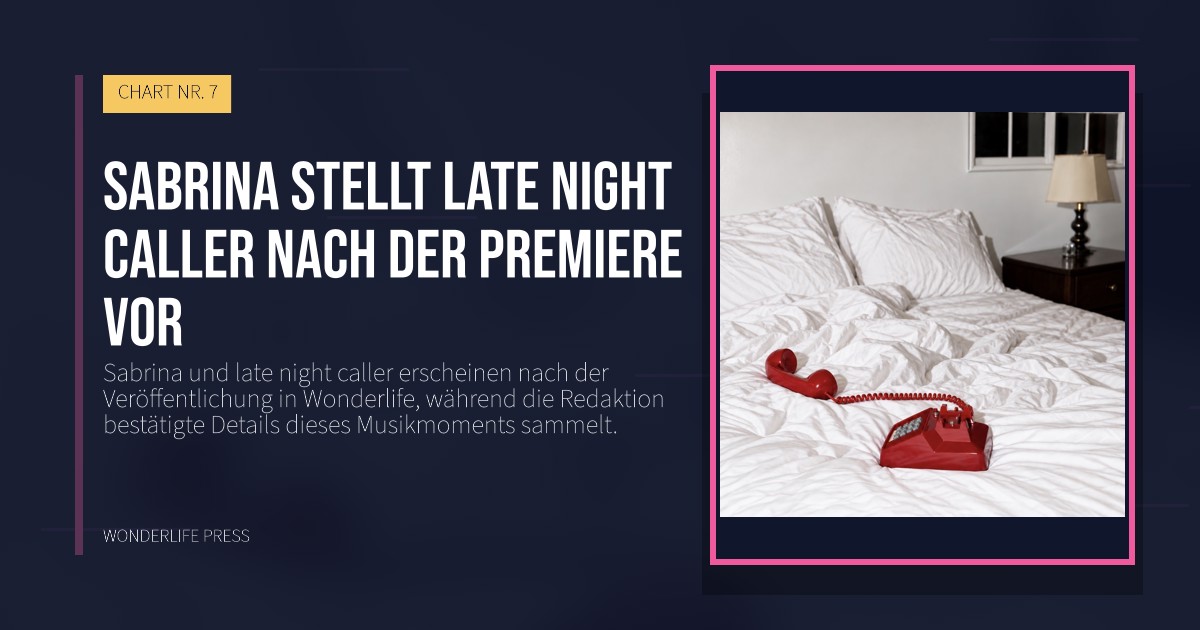 Wonderlife Press: Sabrina stellt late night caller nach der Premiere vor. Veröffentlichungscover. CHART NR. 7.