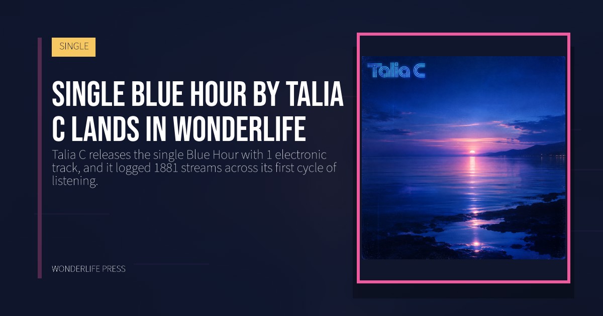Wonderlife Press: Single Blue Hour by Talia C lands in Wonderlife. release artwork. SINGLE.