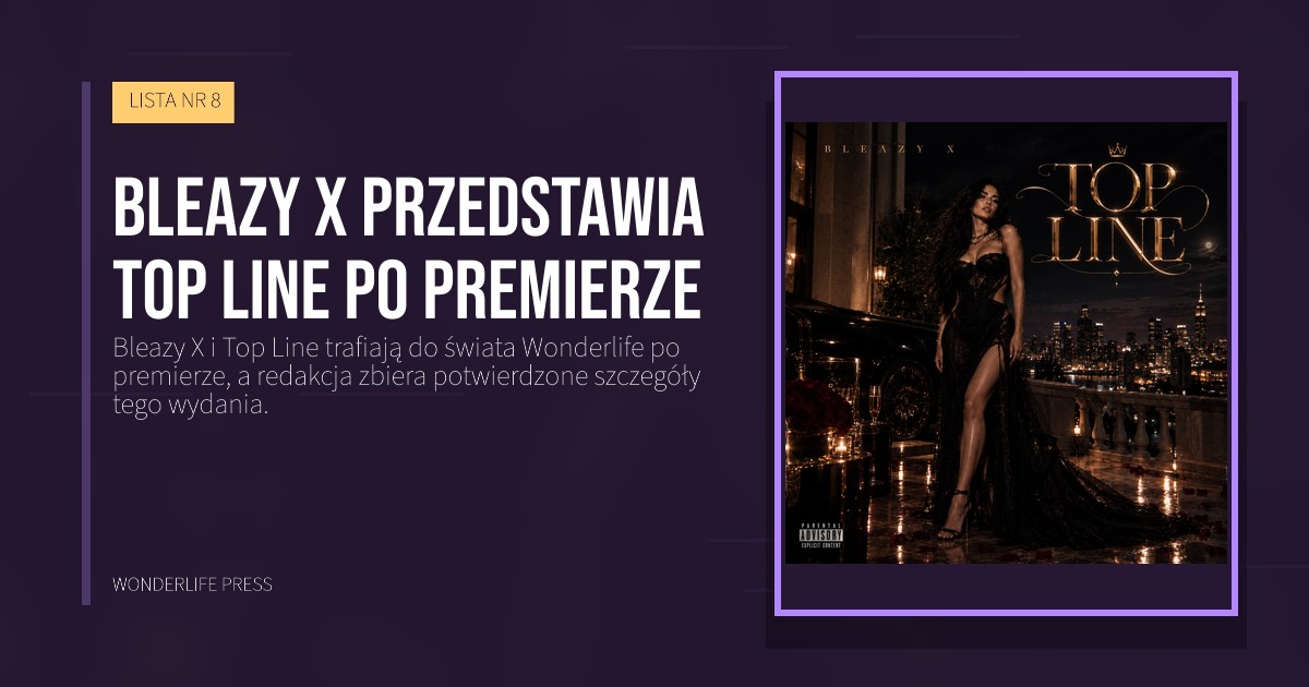 Wonderlife Press: Bleazy X przedstawia Top Line po premierze. okładka wydawnictwa. LISTA NR 8.