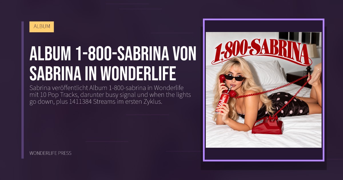 Wonderlife Press: Album 1-800-sabrina von Sabrina in Wonderlife. Veröffentlichungscover. ALBUM.
