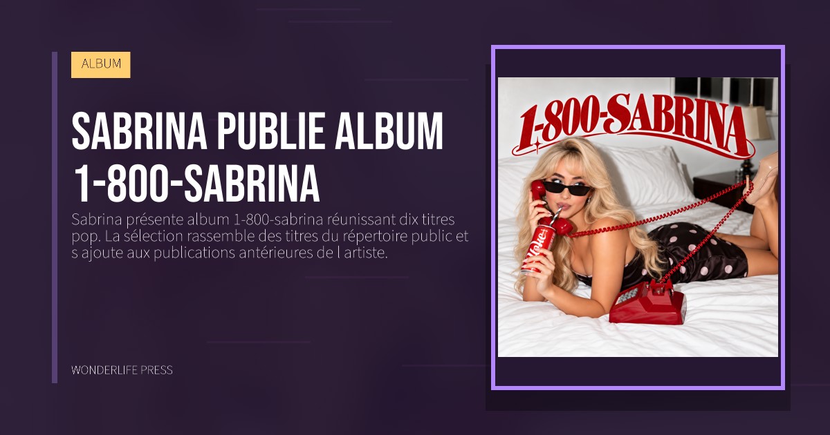 Wonderlife Press: Sabrina publie album 1-800-sabrina. pochette de la sortie. ALBUM.