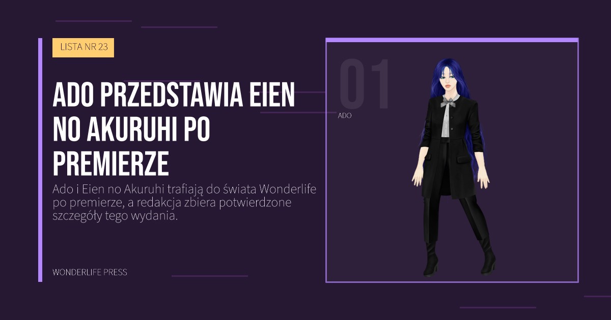 Wonderlife Press: Ado przedstawia Eien no Akuruhi po premierze. portret artystów. LISTA NR 23.