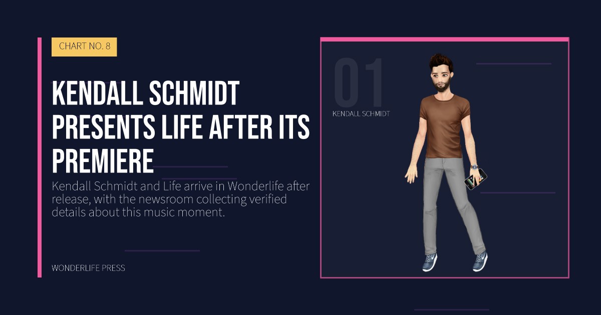 Wonderlife Press: Kendall Schmidt presents Life after its premiere. artist portrait. CHART NO. 8.