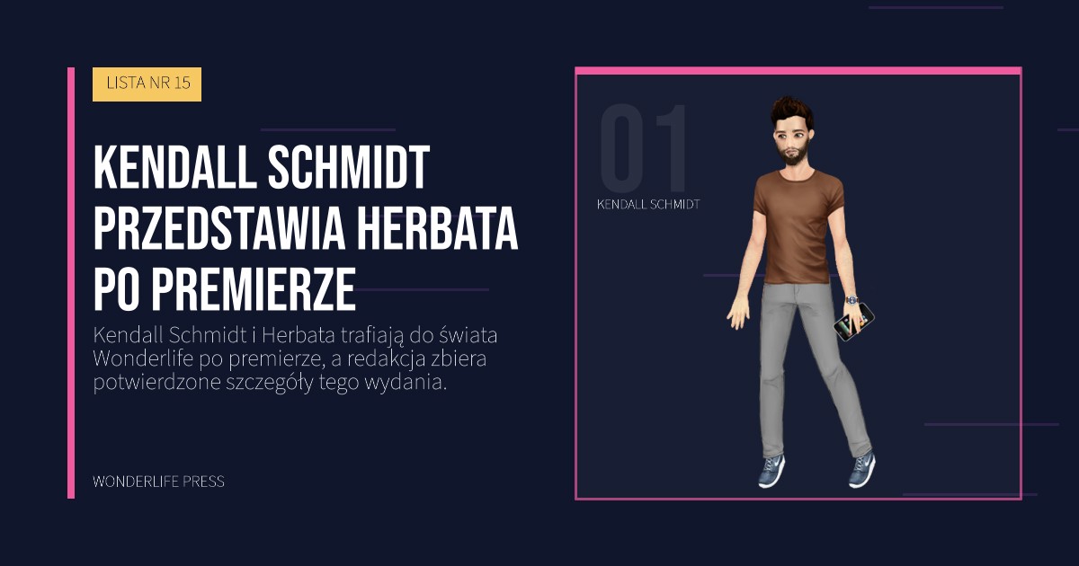 Wonderlife Press: Kendall Schmidt przedstawia Herbata po premierze. portret artystów. LISTA NR 15.