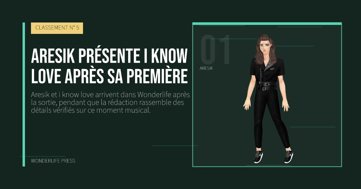 Wonderlife Press: Aresik présente i know love après sa première. portrait des artistes. CLASSEMENT N° 5.