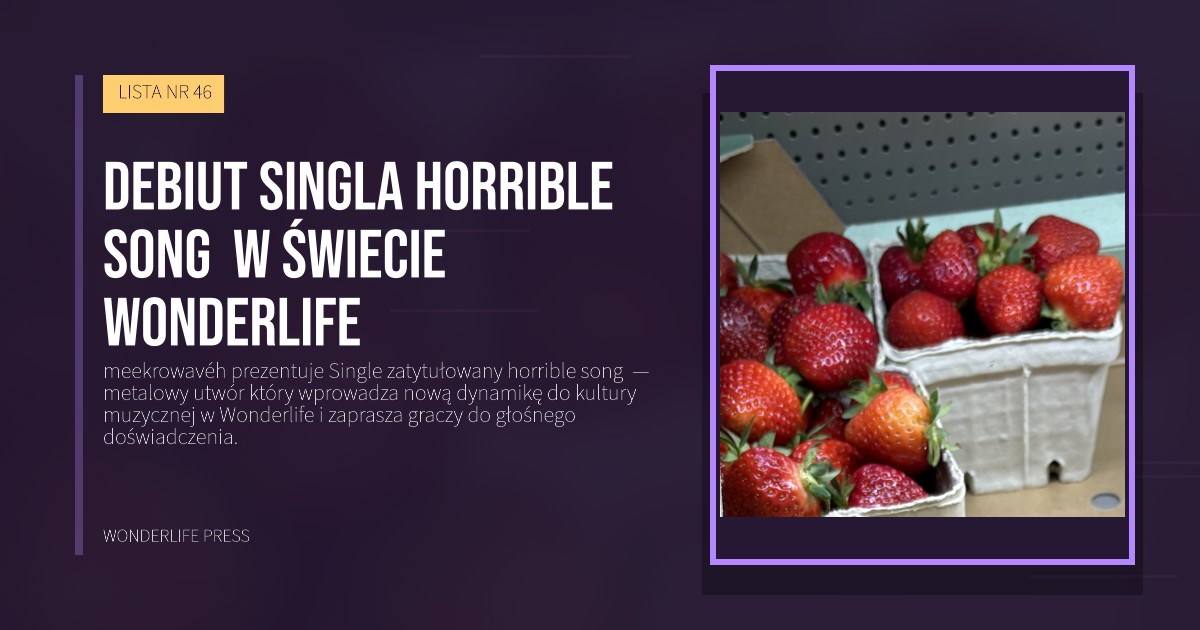 Wonderlife Press: Debiut singla horrible song  w świecie Wonderlife. okładka wydawnictwa. LISTA NR 46.