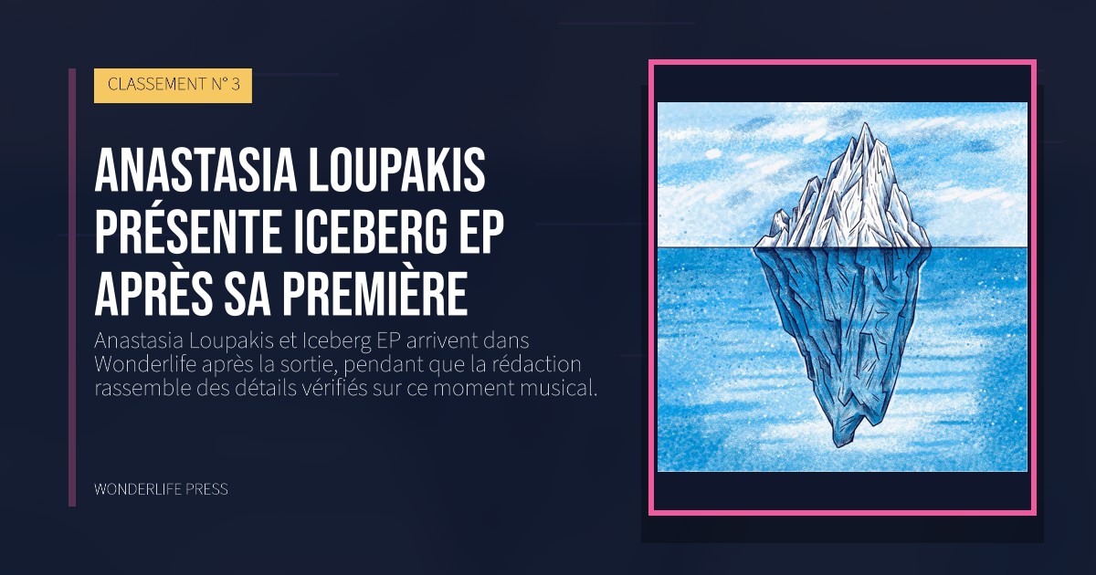 Wonderlife Press: Anastasia Loupakis présente Iceberg EP après sa première. pochette de la sortie. CLASSEMENT N° 3.