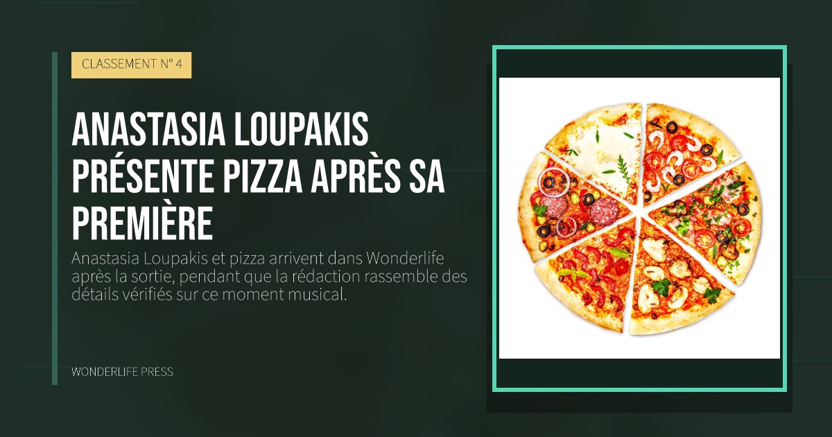 Wonderlife Press: Anastasia Loupakis présente pizza après sa première. pochette de la sortie. CLASSEMENT N° 4.