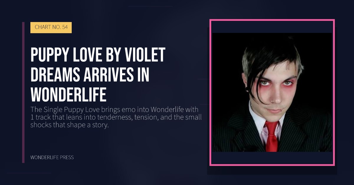 Wonderlife Press: Puppy Love by Violet Dreams arrives in Wonderlife. release artwork. CHART NO. 54.