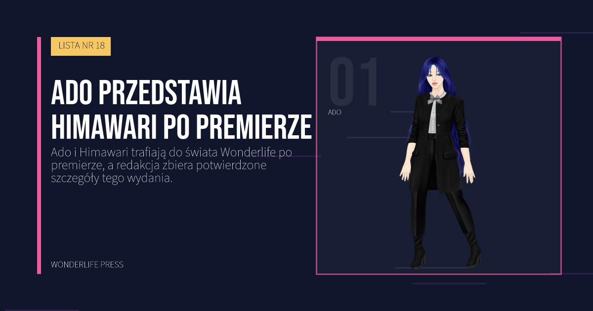 Wonderlife Press: Ado przedstawia Himawari po premierze. portret artystów. LISTA NR 18.