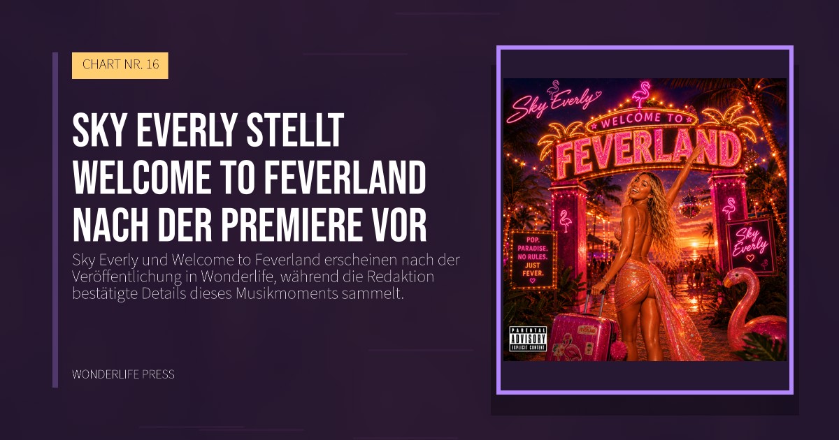 Wonderlife Press: Sky Everly stellt Welcome to Feverland nach der Premiere vor. Veröffentlichungscover. CHART NR. 16.