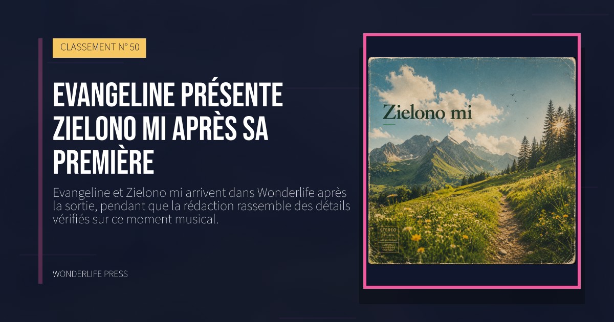 Wonderlife Press: Evangeline présente Zielono mi après sa première. pochette de la sortie. CLASSEMENT N° 50.