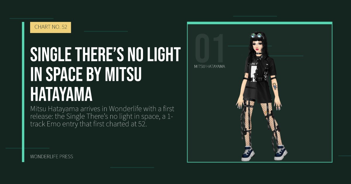 Wonderlife Press: Single There’s no light in space by Mitsu Hatayama. artist portrait. CHART NO. 52.