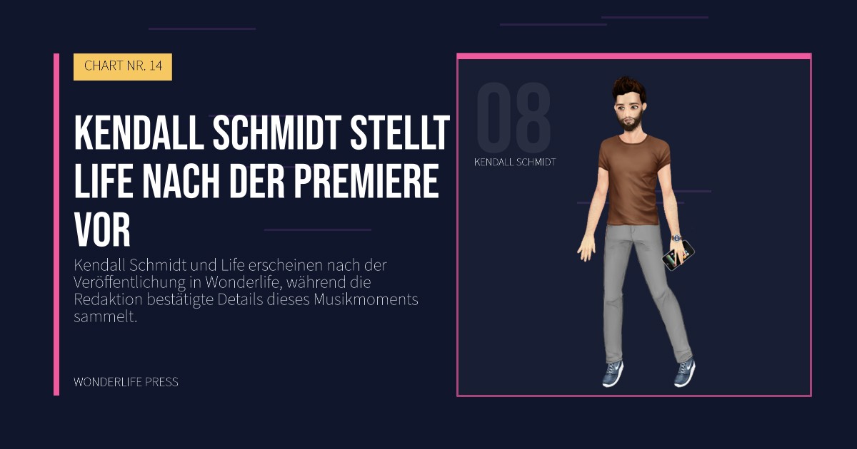 Wonderlife Press: Kendall Schmidt stellt Life nach der Premiere vor. Künstlerporträt. CHART NR. 14.