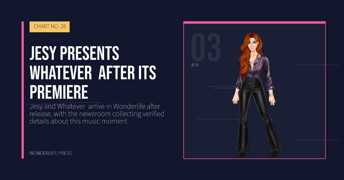 Wonderlife Press: Jesy presents Whatever after its premiere. artist portrait. CHART NO. 28.
