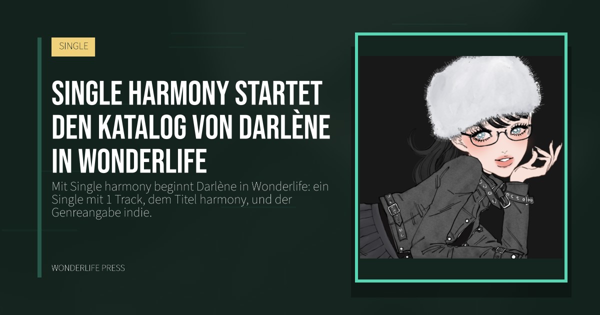 Wonderlife Press: Single harmony startet den Katalog von Darlène in Wonderlife. Veröffentlichungscover. SINGLE.
