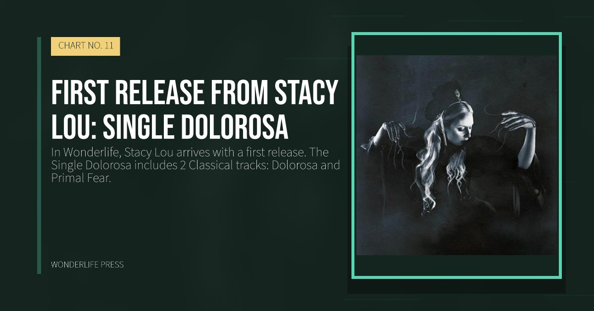 Wonderlife Press: First release from Stacy Lou: Single Dolorosa. release artwork. CHART NO. 11.