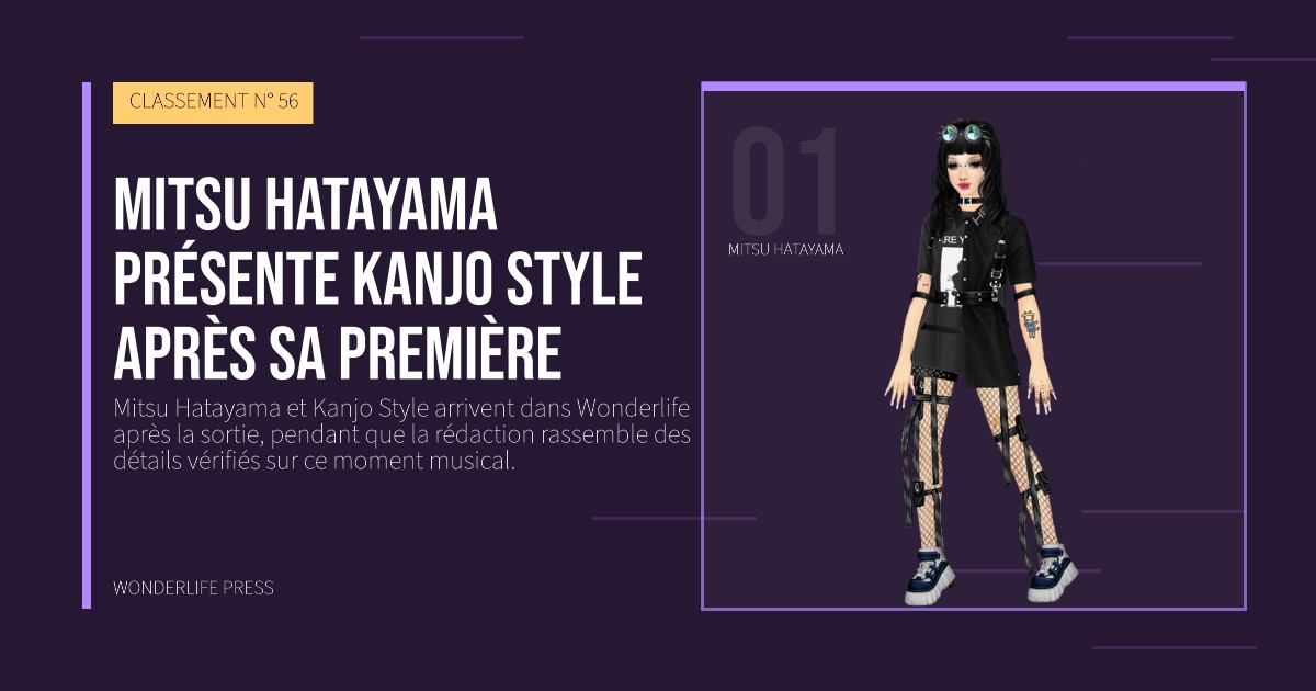 Wonderlife Press: Mitsu Hatayama présente Kanjo Style après sa première. portrait des artistes. CLASSEMENT N° 56.
