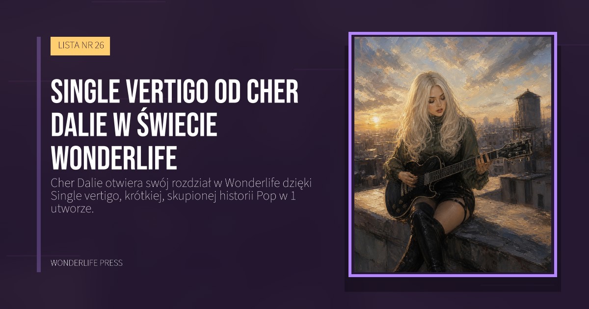 Wonderlife Press: Single vertigo od Cher Dalie w świecie Wonderlife. okładka wydawnictwa. LISTA NR 26.